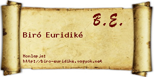 Biró Euridiké névjegykártya